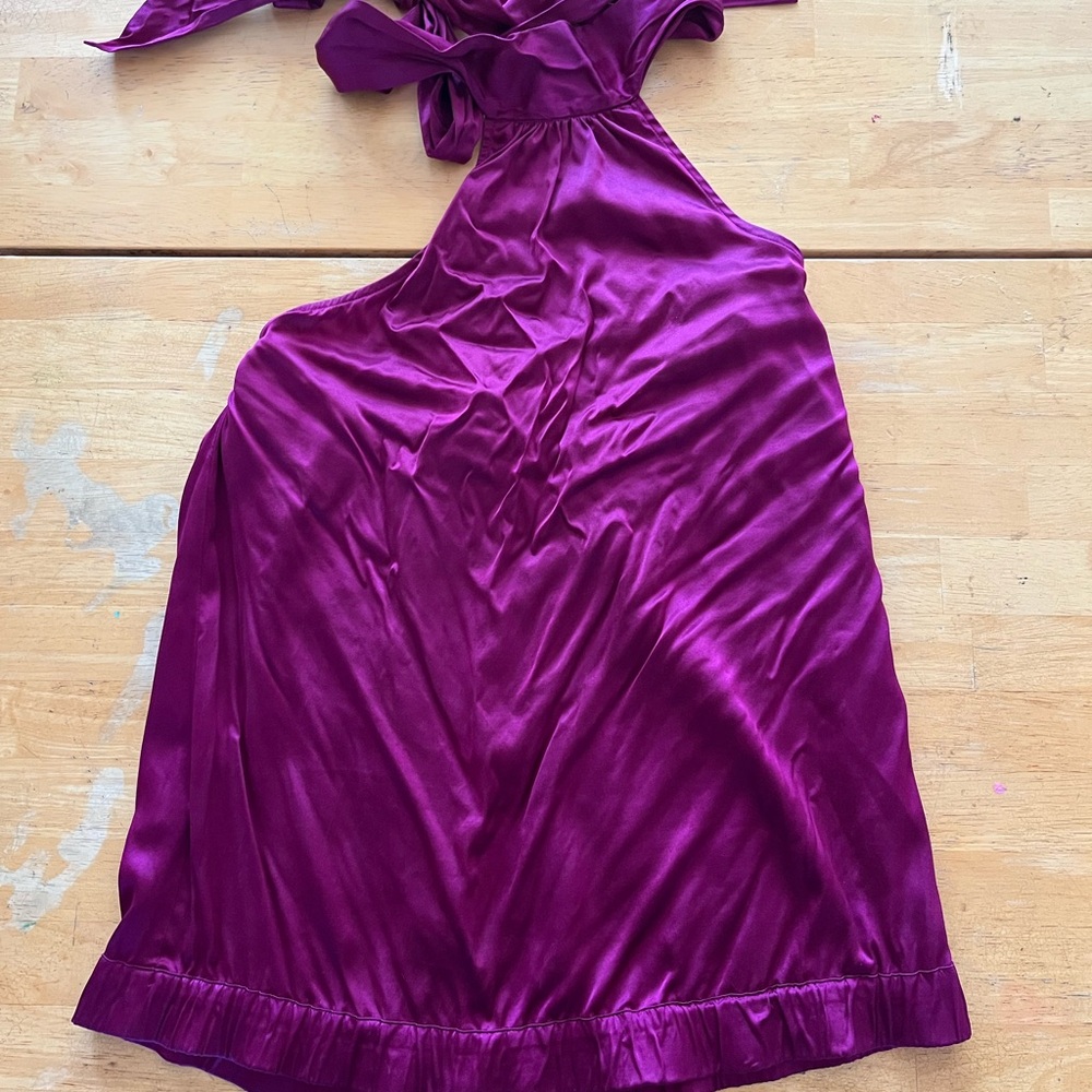 Elegant Satin Purple Halter Top